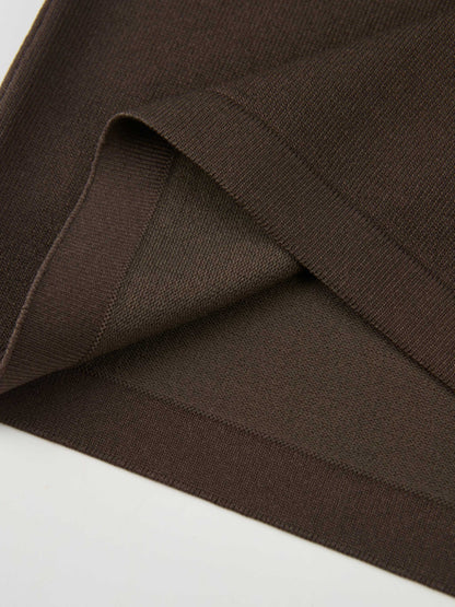 Sleeveless Crew Neck Silk Knit Top - Brown