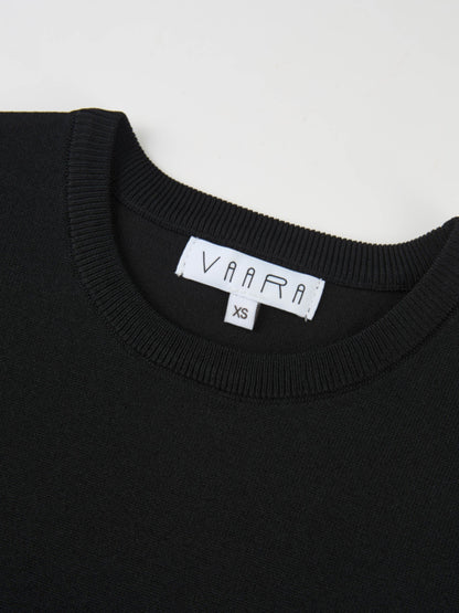 Sleeveless Crew Neck Silk Knit Top - Black