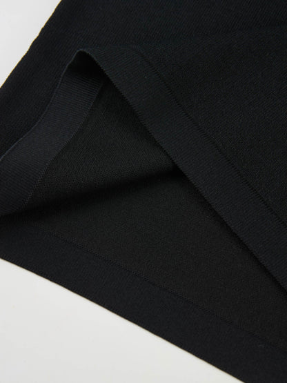 Sleeveless Crew Neck Silk Knit Top - Black