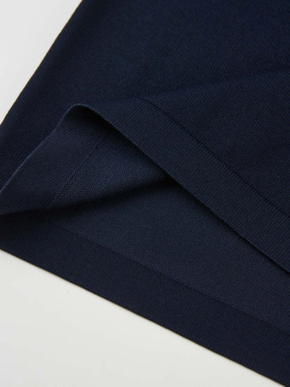 Sleeveless Crew Neck Silk Knit Top - Navy