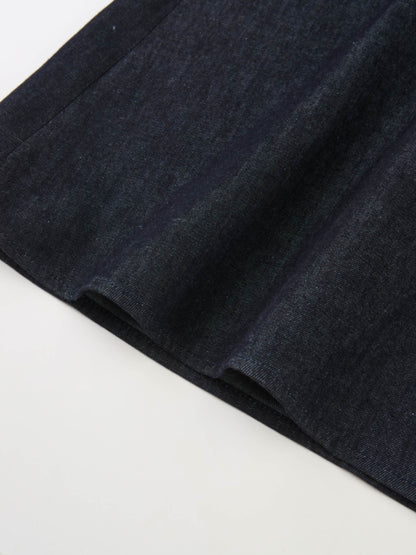 Knit Pocket Denim Dress - Blue