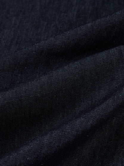 Knit Pocket Denim Dress - Blue