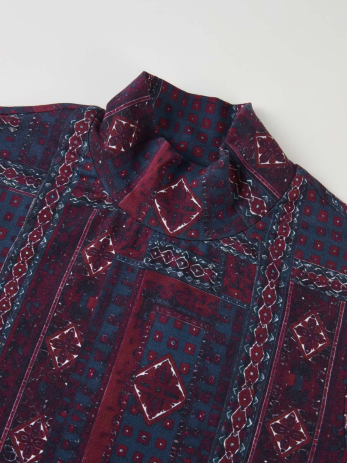 Printed Modal Turtleneck - Navy Mosaic