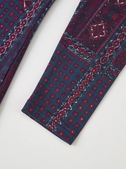 Printed Modal Turtleneck - Navy Mosaic