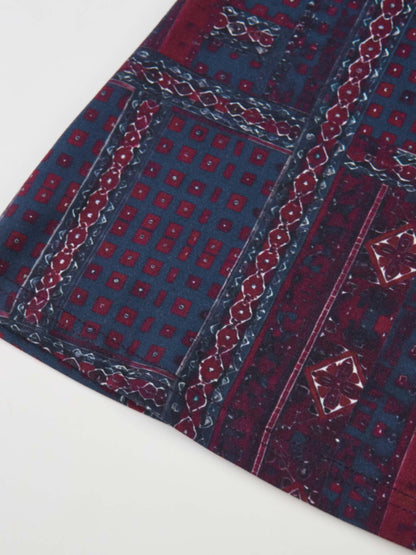 Printed Modal Turtleneck - Navy Mosaic