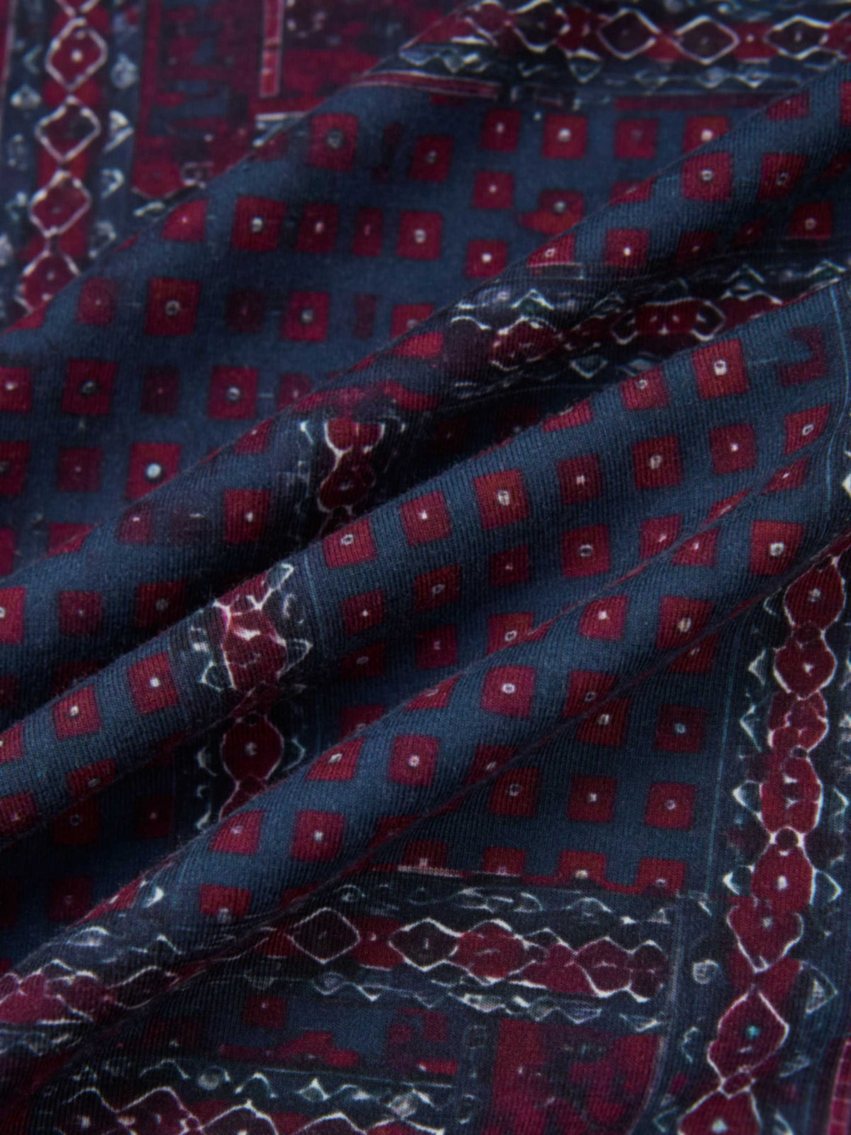 Printed Modal Turtleneck - Navy Mosaic