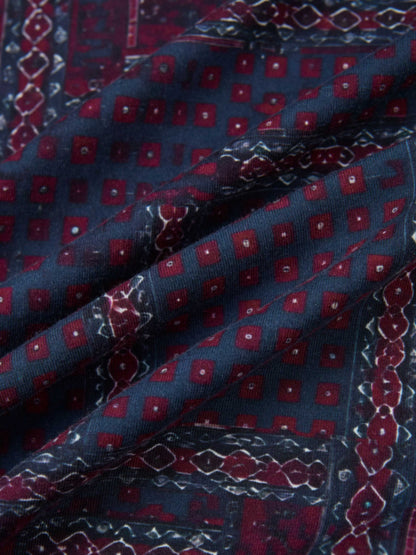 Printed Modal Turtleneck - Navy Mosaic