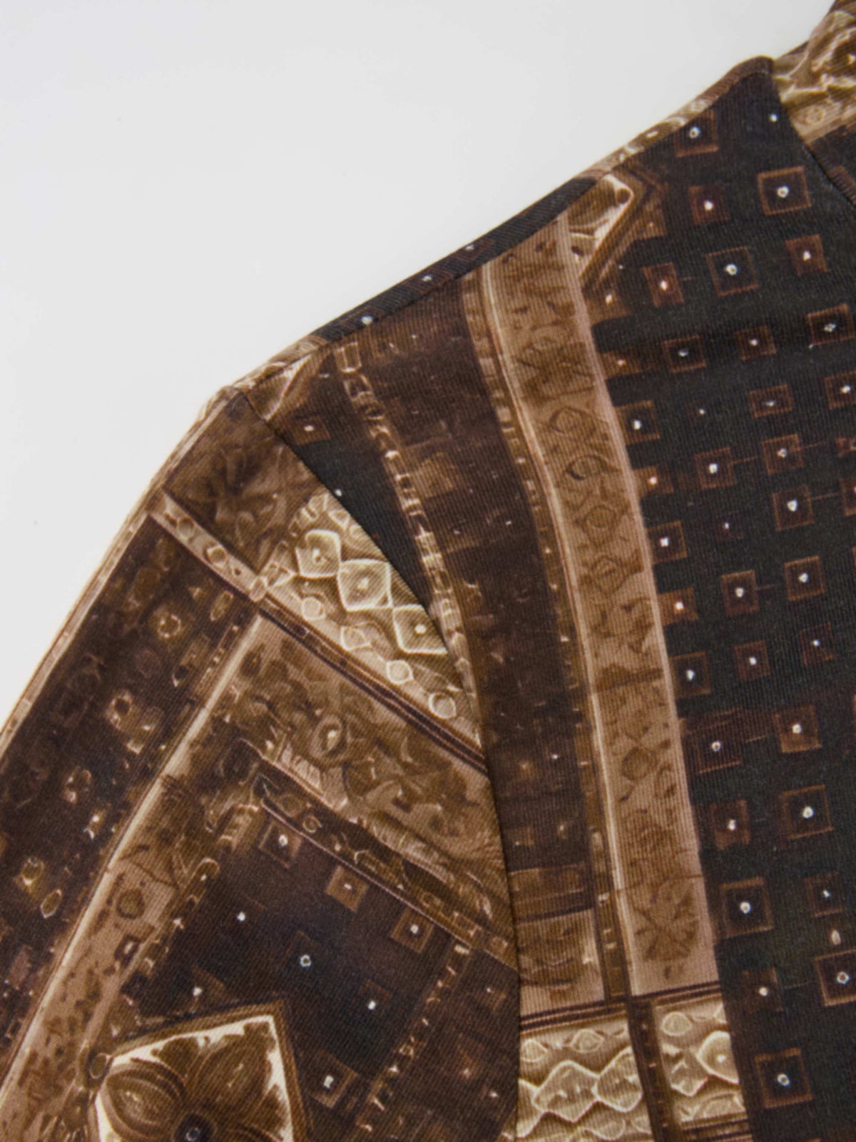 Printed Modal Turtleneck - Brown Mosaic