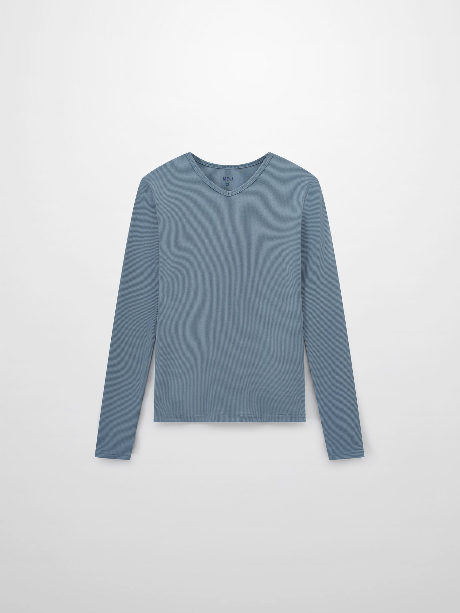 Soft Ribbed High V Tee-Dusty Blue