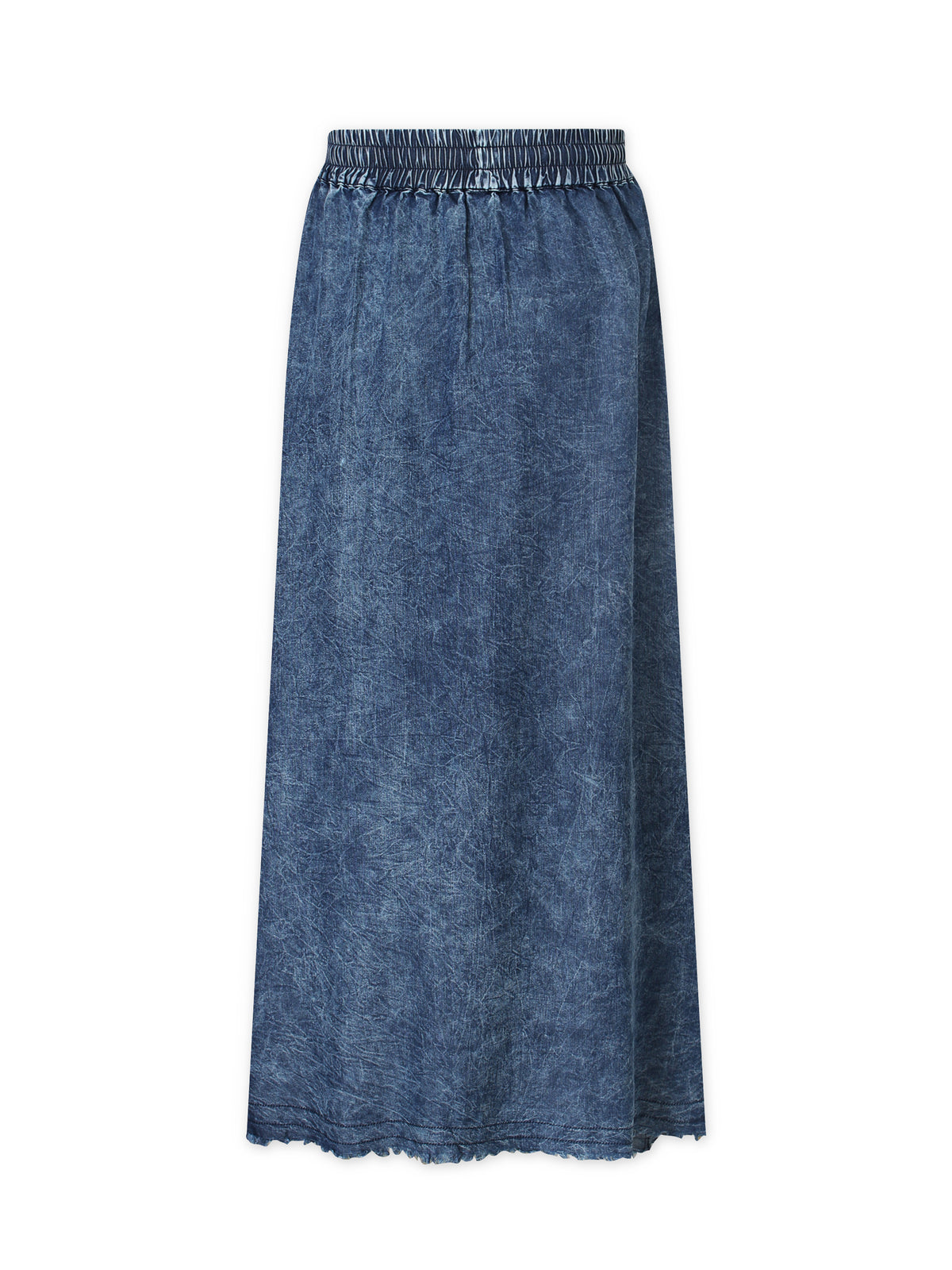 Washed Drawstring Denim Skirt-Blue