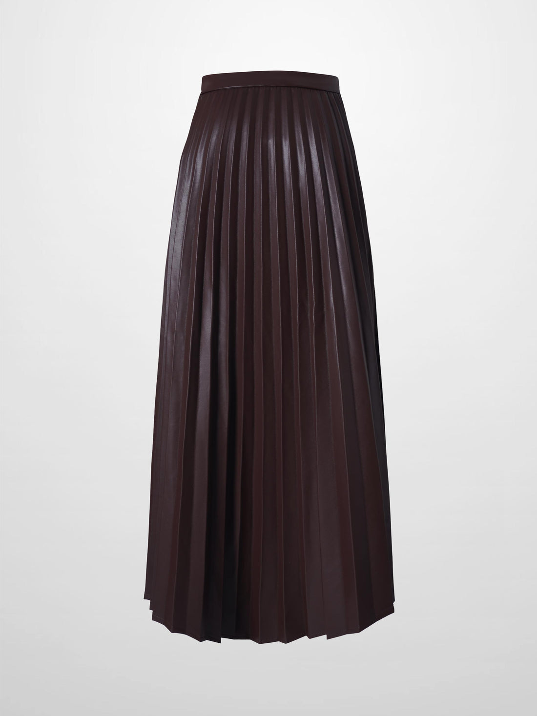 Accordion Pleated Faux Leather Skirt-Brown