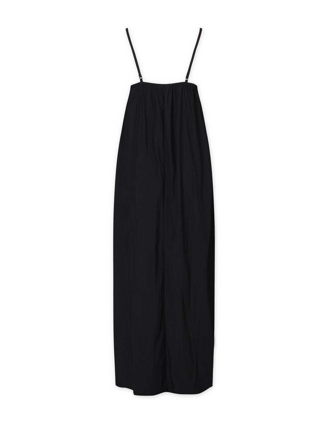 Crinkle Cotton Slip Dress-Black