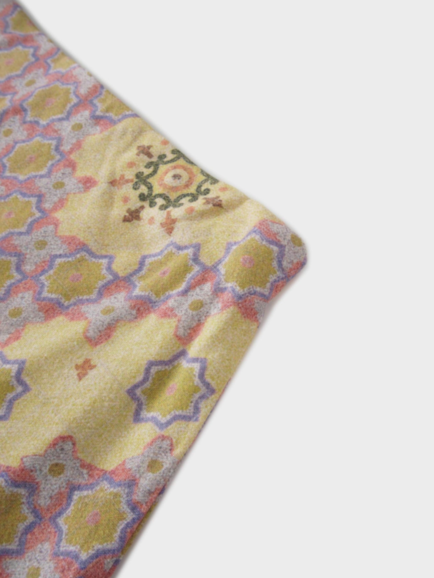 Printed Linen Blend Slip Skirt-Geometric