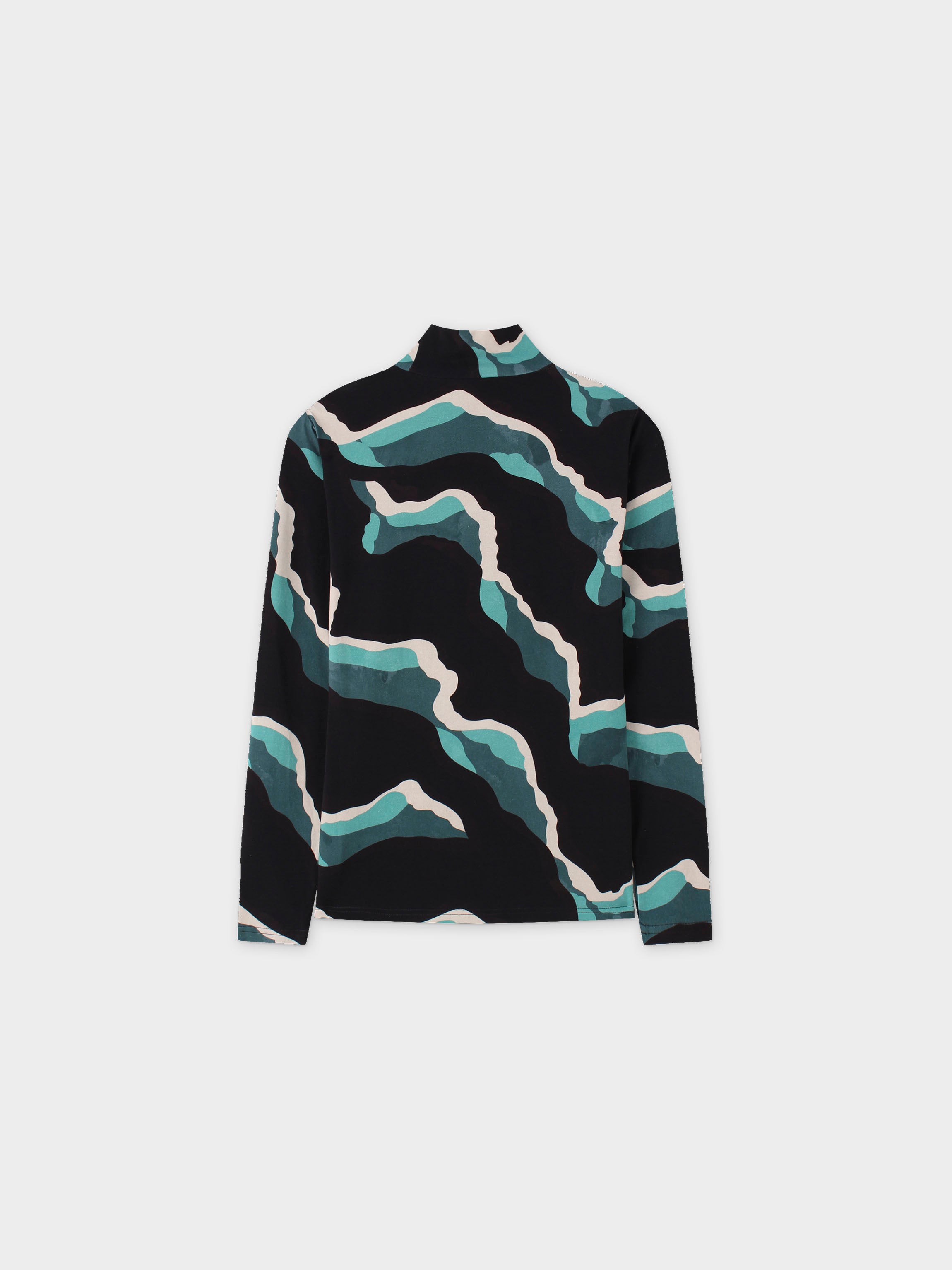 Printed Modal Turtleneck-Aqua Lightning