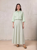Elastic Waist Gathered Skirt-Mint