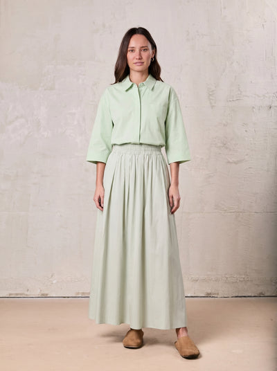 Elastic Waist Gathered Skirt-Mint