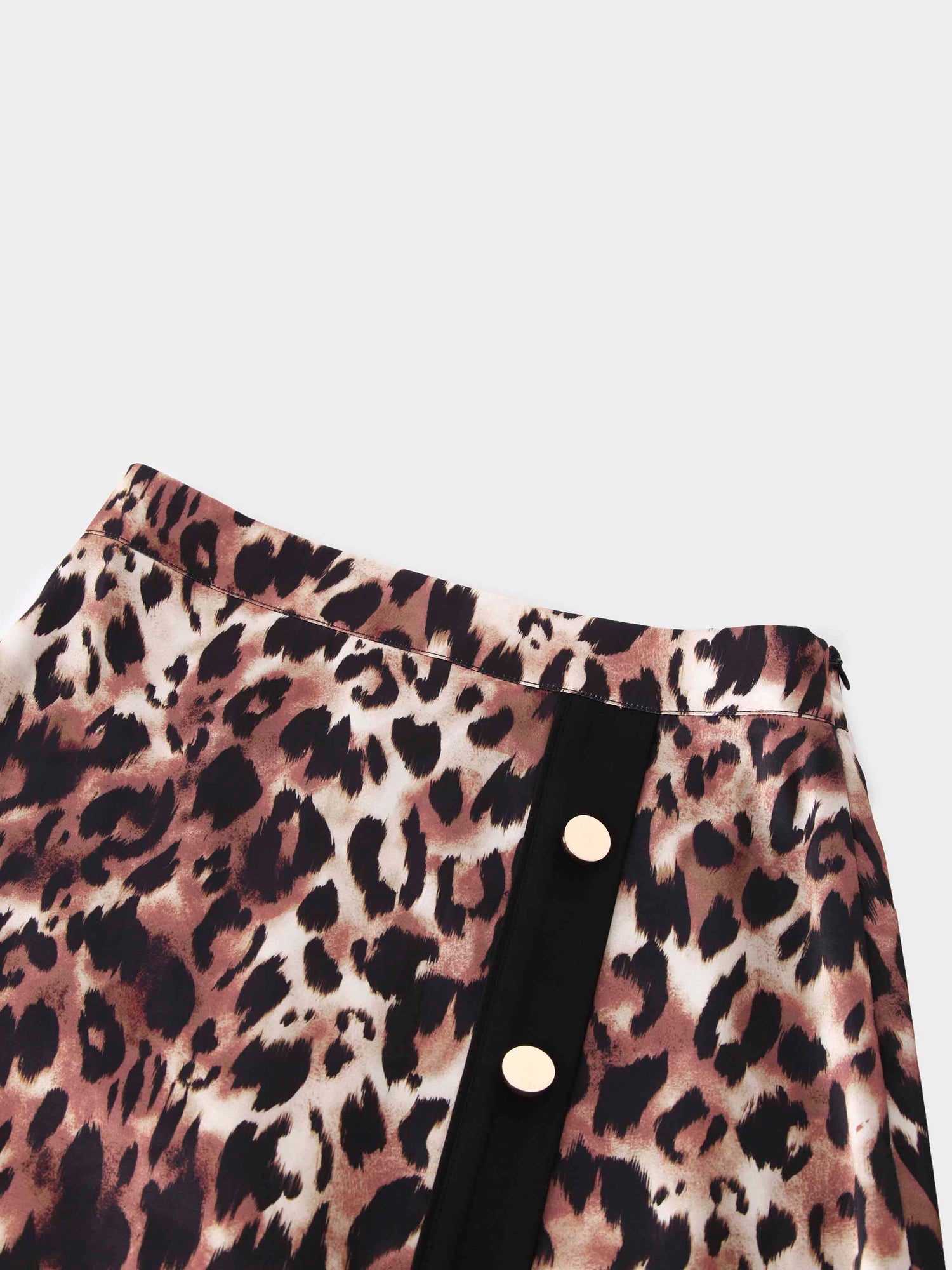 Asymmetrical Pleat Skirt-Leopard Print