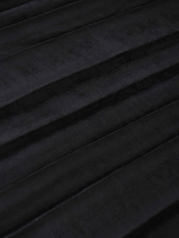 Covered Band Pleated Skirt-Black Shimmer