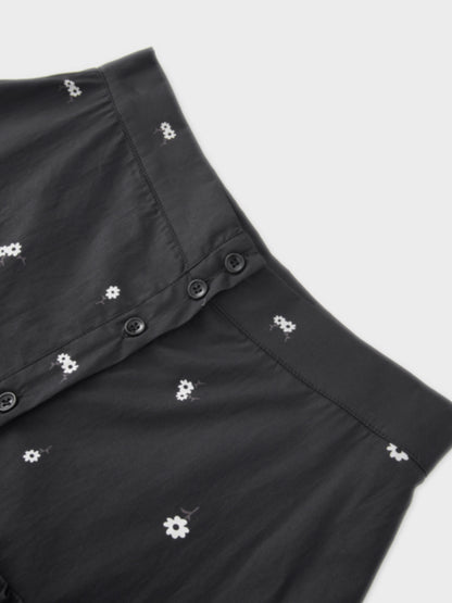 Ombre Flower Skirt-Black