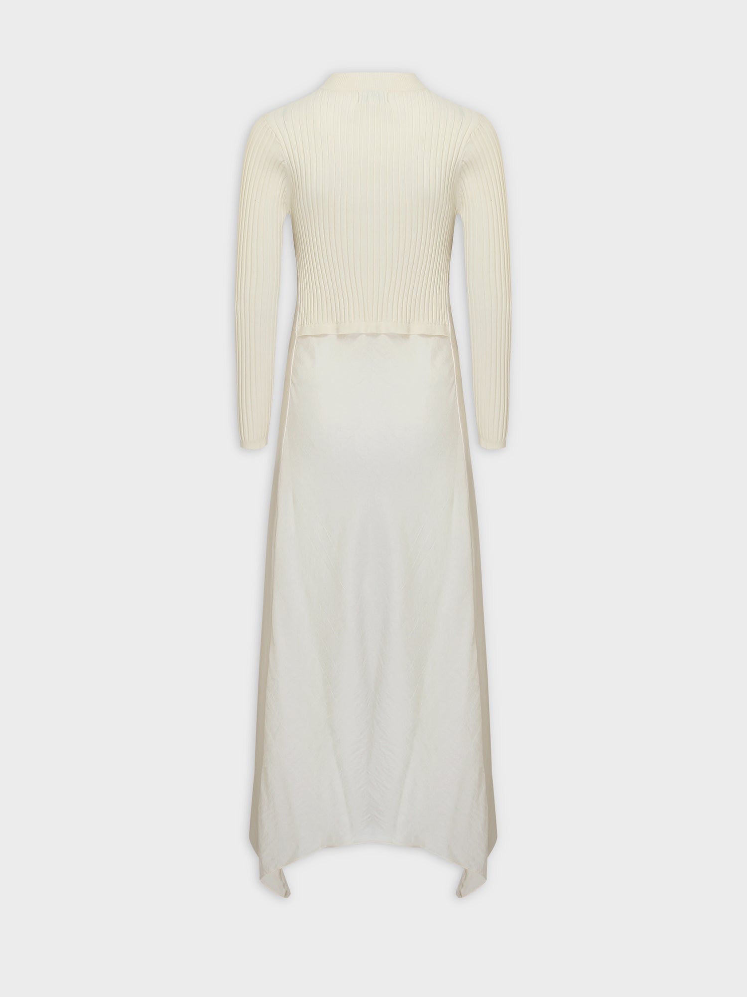 Crew Knit Satin Dress-Ivory