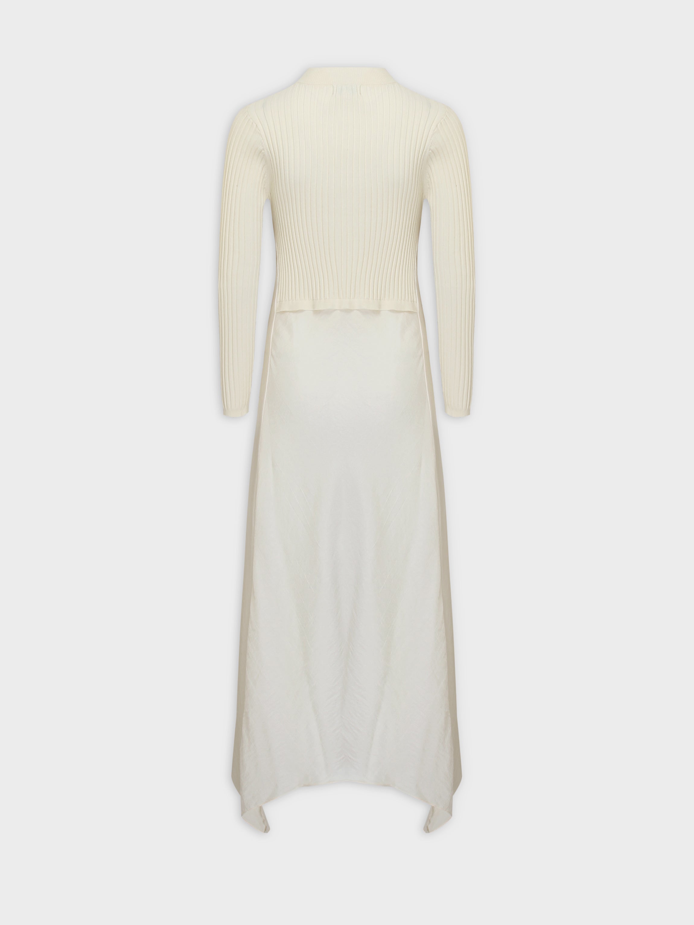 Crew Knit Satin Dress-Ivory