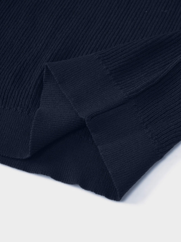 Ruffle Sweater-Navy