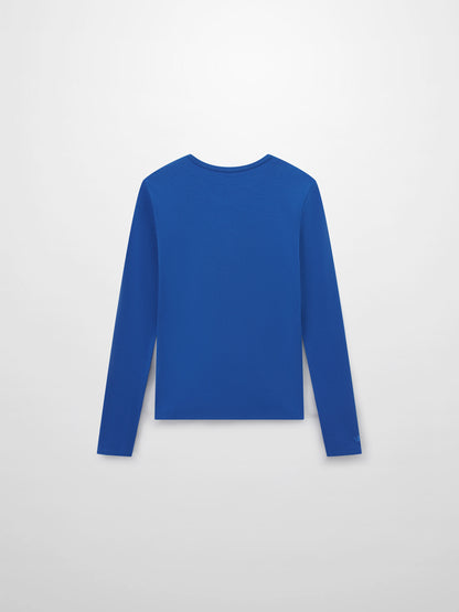 Soft Ribbed High V Tee-Cobalt Blue