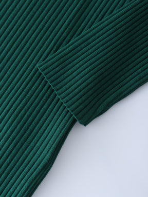 WIDE RIBBED CREW-GREEN