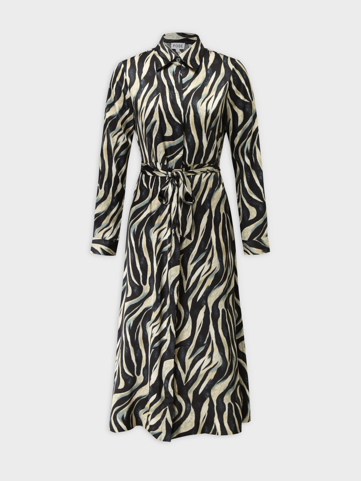 Basic Belted A-Line Dress-Zebra