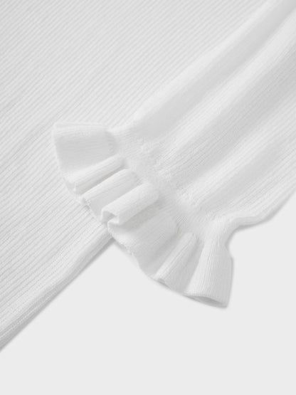 Ruffle Sweater-White
