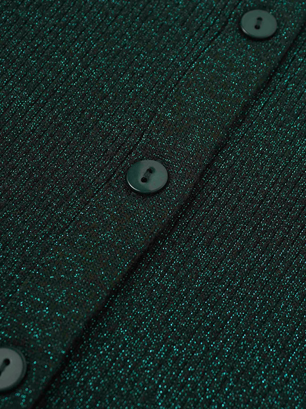 Lurex Ribbed Sweater-Hunter Green