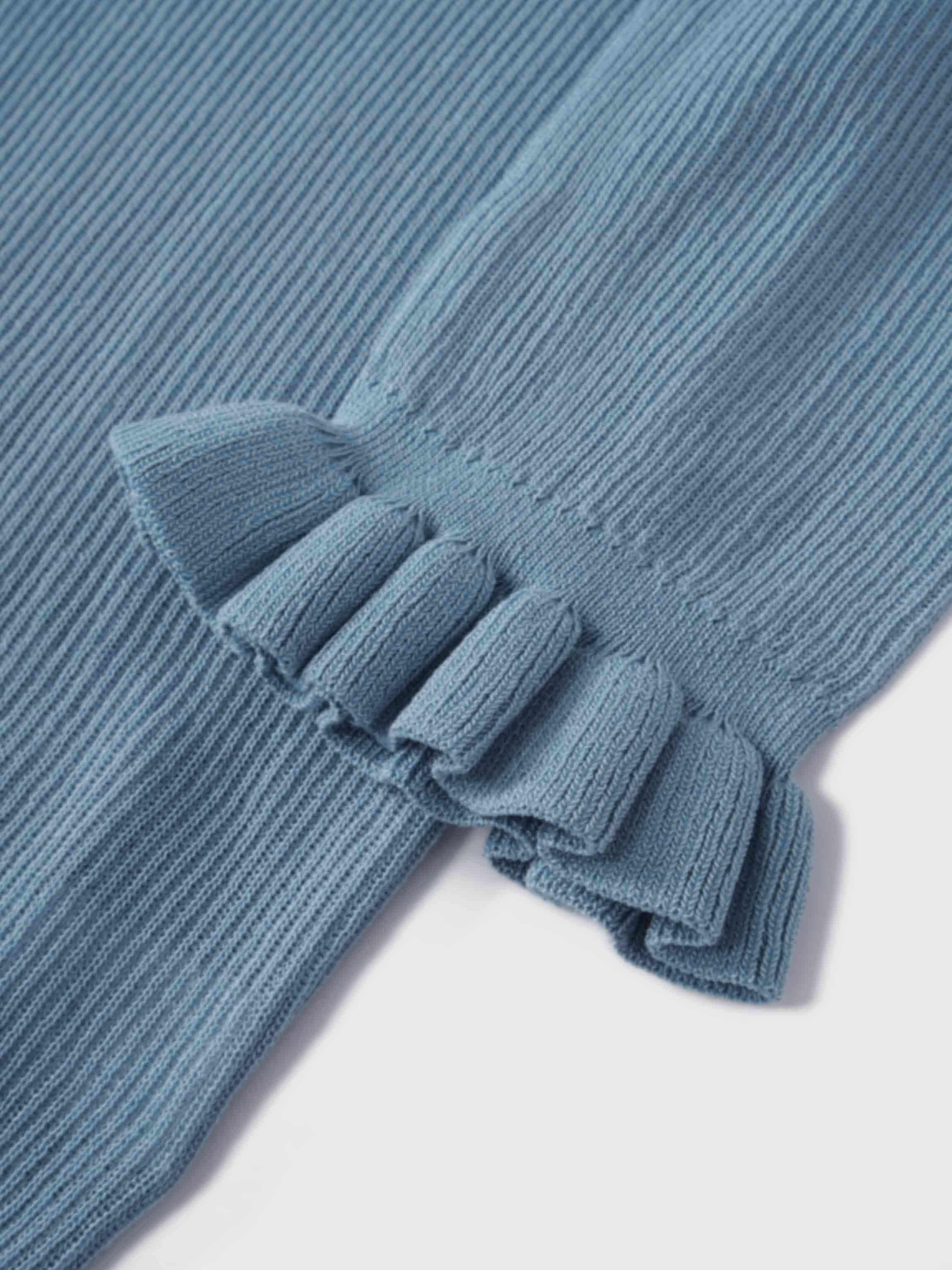 Ruffle Sweater-Light Blue