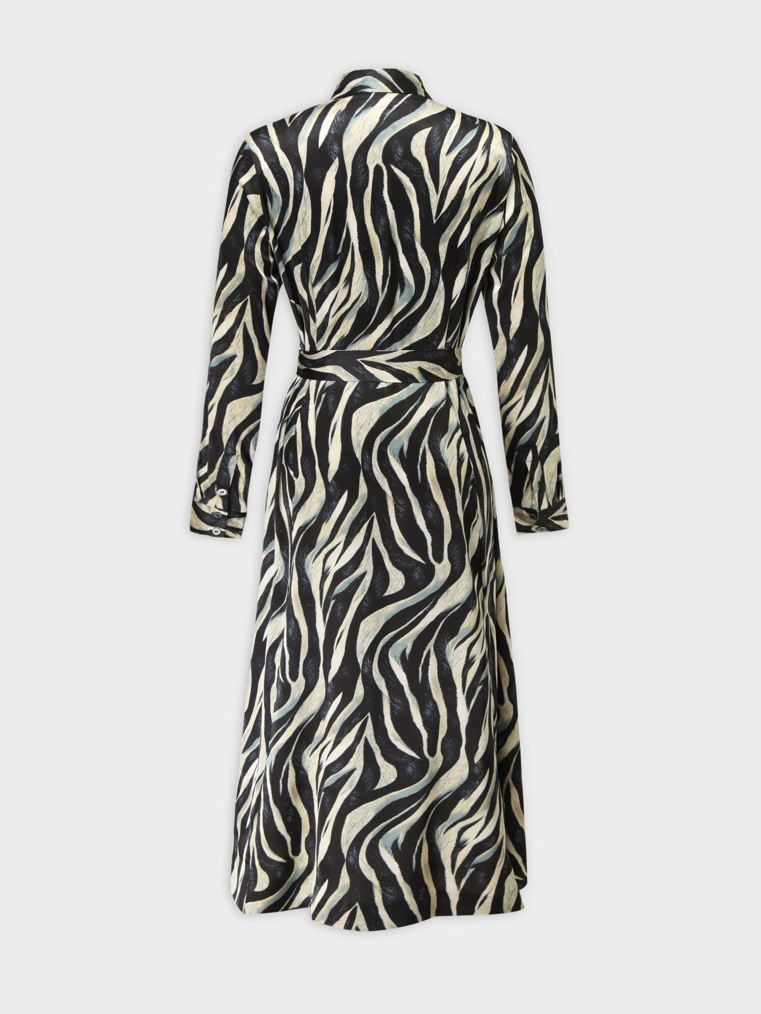 Basic Belted A-Line Dress-Zebra