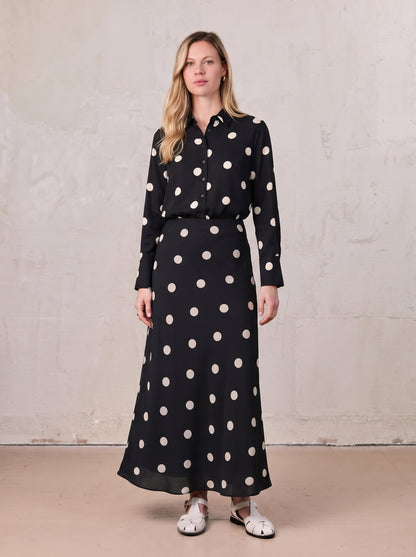 Print Slip Skirt-Polka Dot