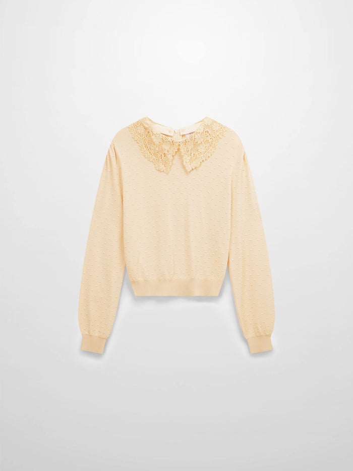 Crew Neck Pebbled Sweater-Bone