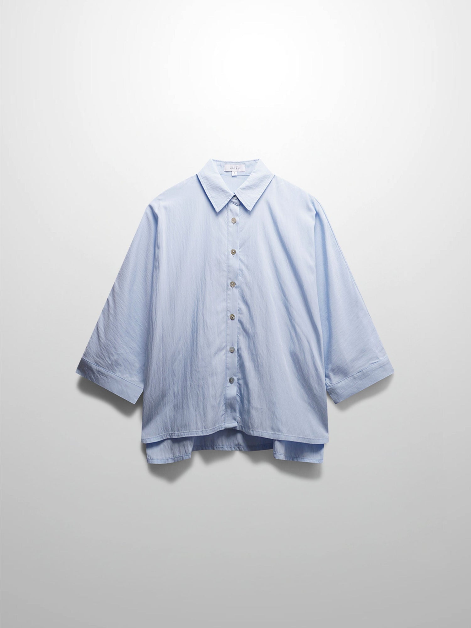 Boxy Dolman Sleeve Crinkle Blouse-Light Blue