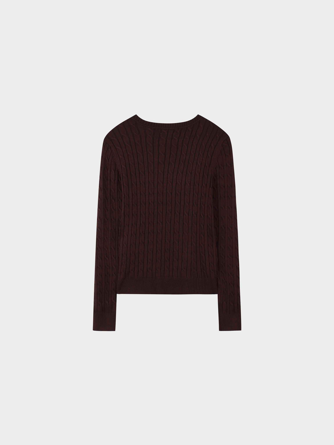 Knit Cable Sweater-Brown