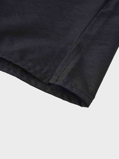 Bubble Sleeve Taffeta Top-Black