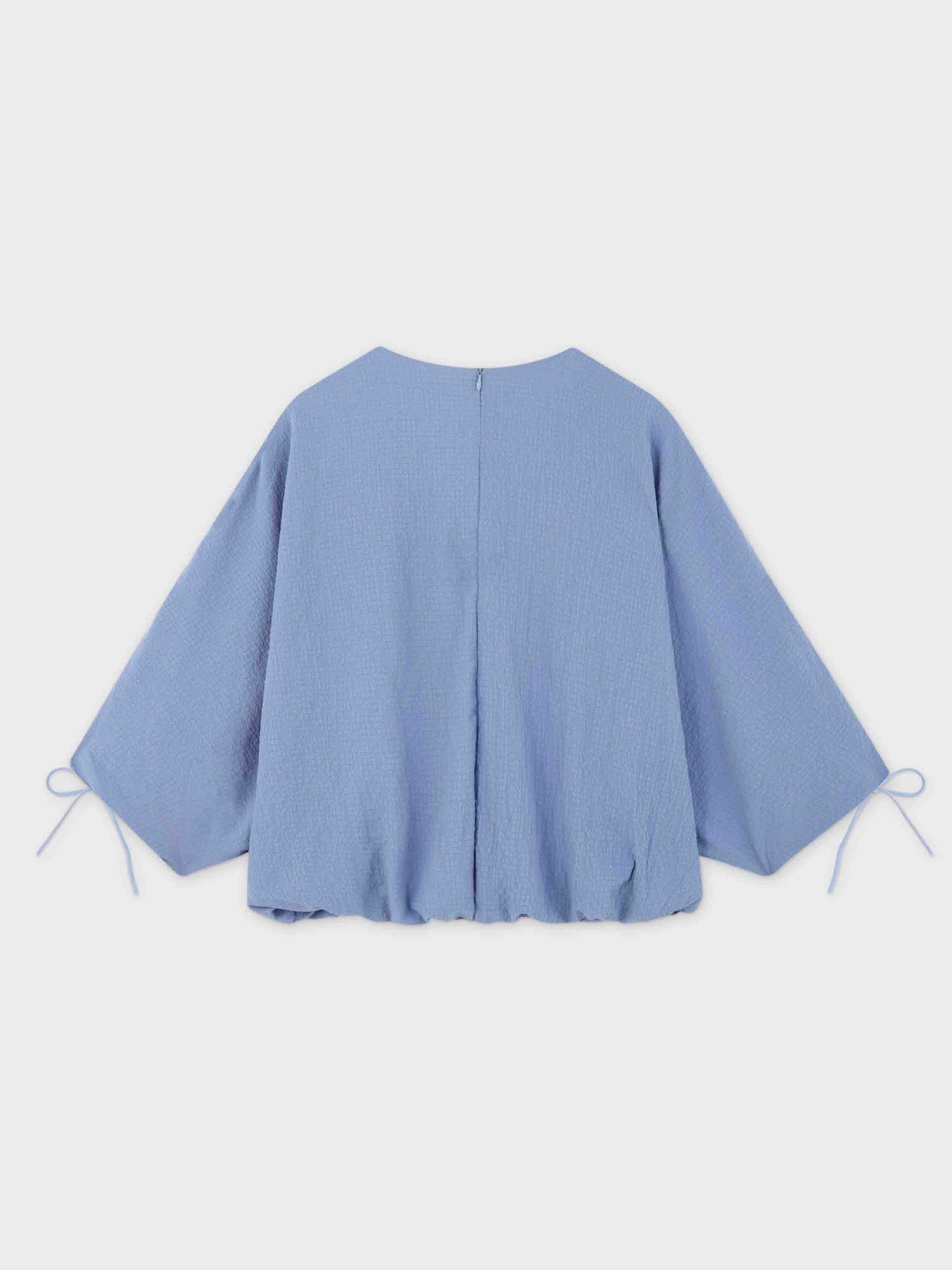 Textured Bubble Top-Denim Blue