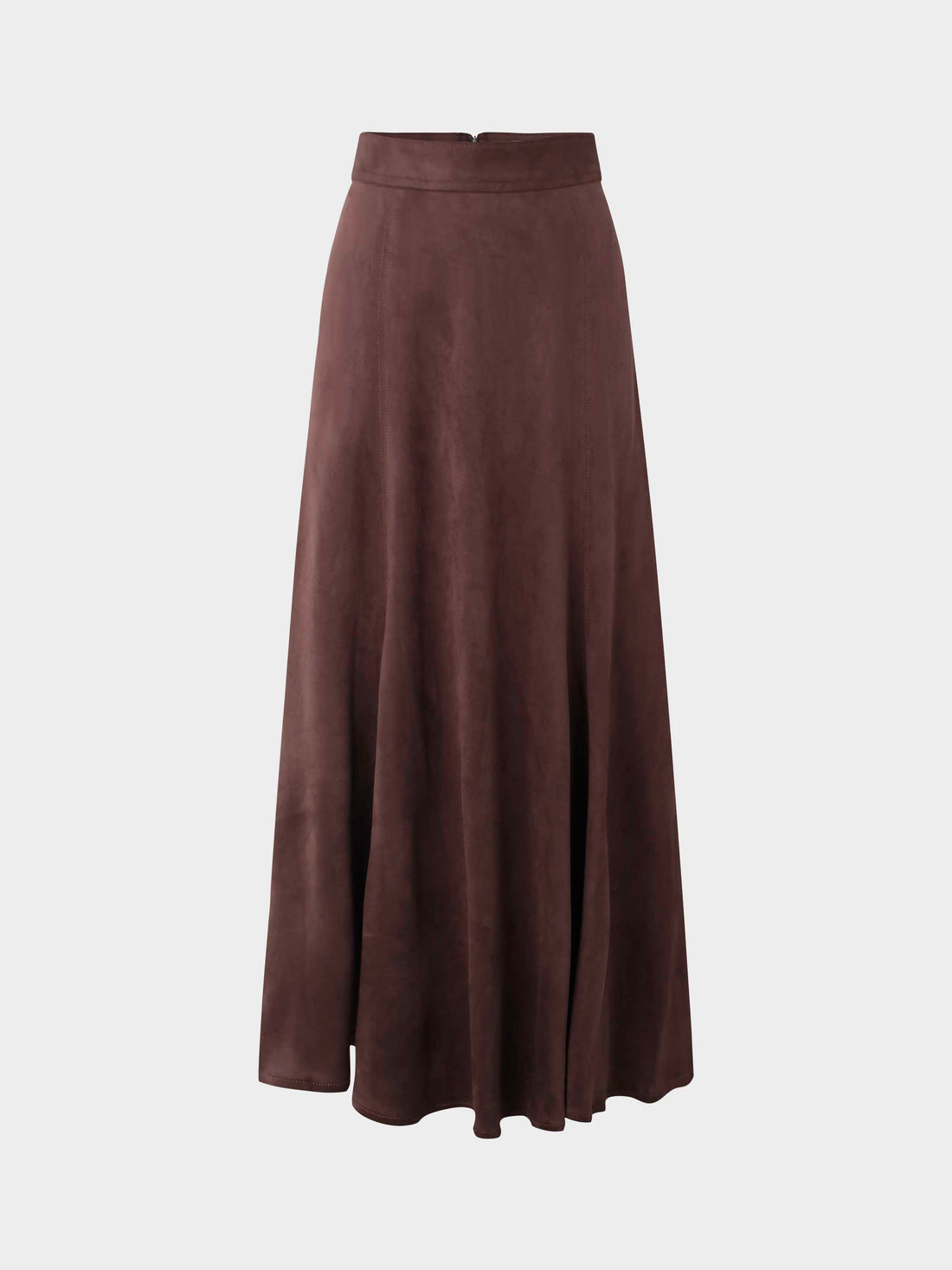 Suede Trumpet Skirt-Brown