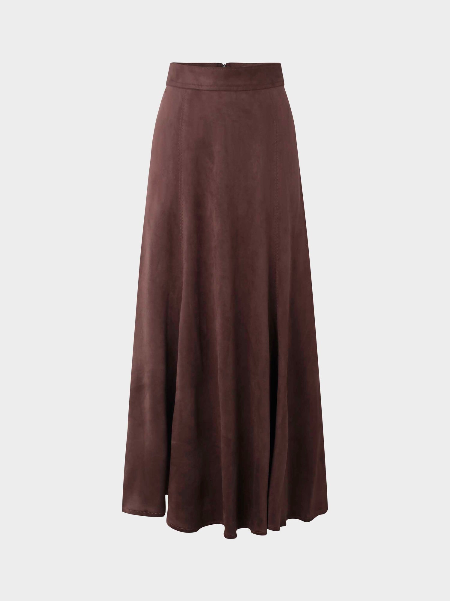 Suede Trumpet Skirt-Brown