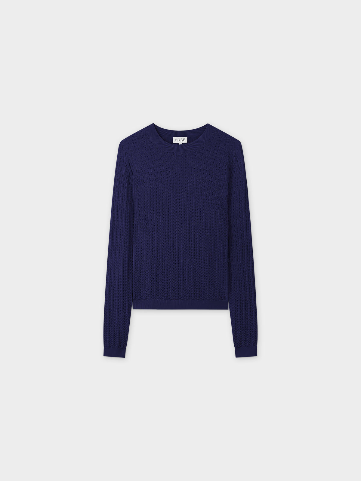 Pointelle Knit Sweater-Navy
