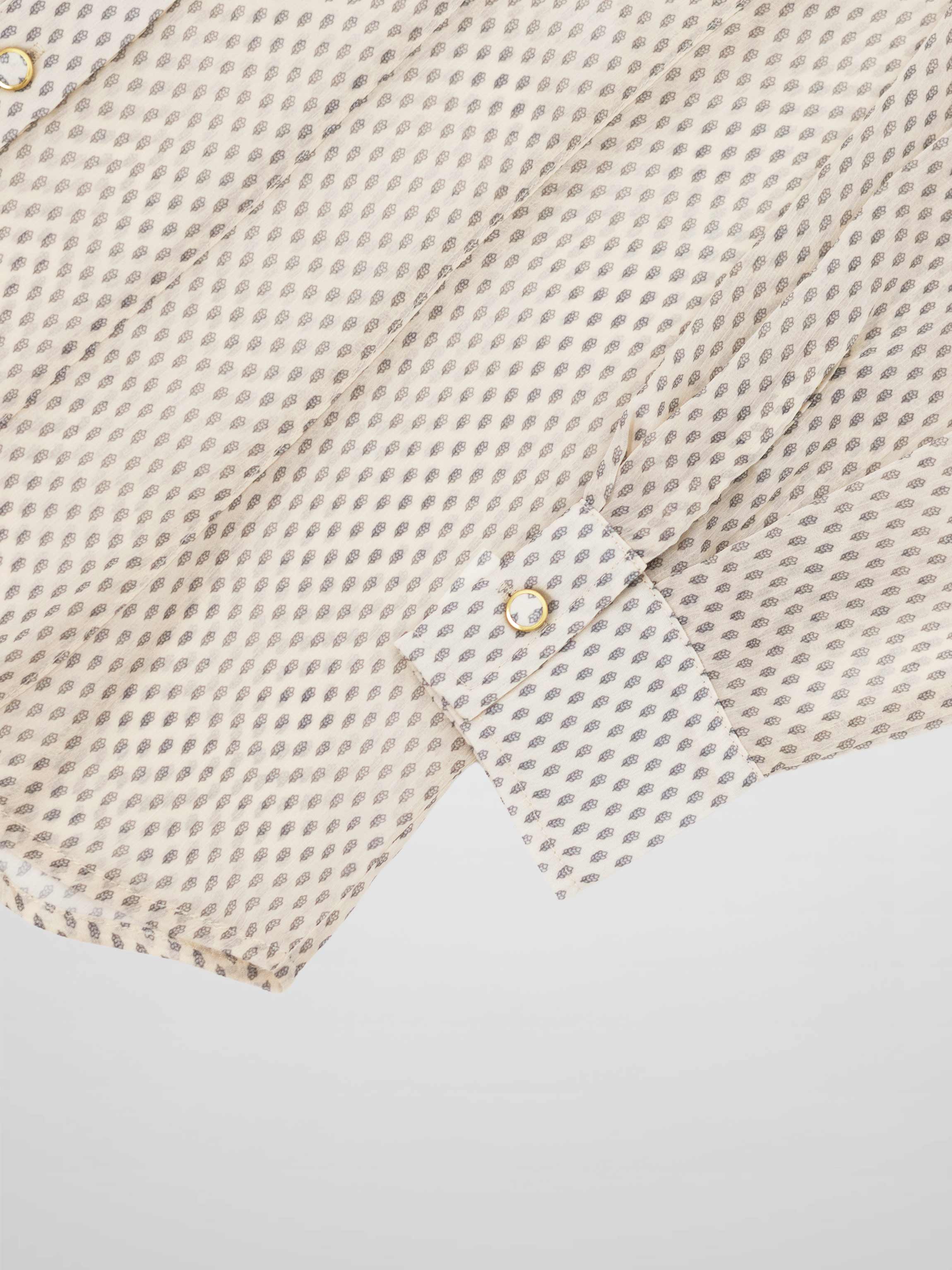 Princess Style Printed Blouse-Cream