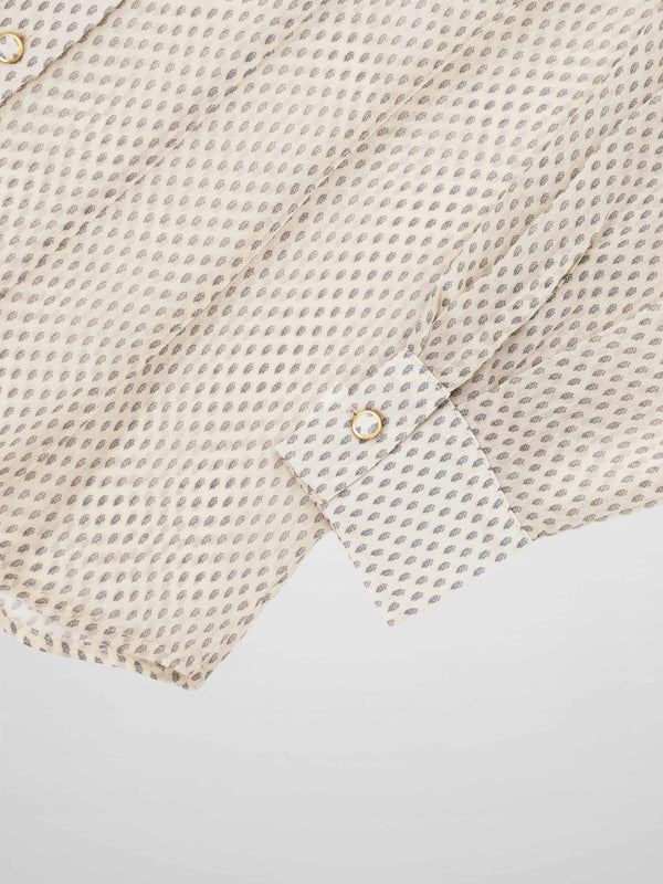 Princess Style Printed Blouse-Cream