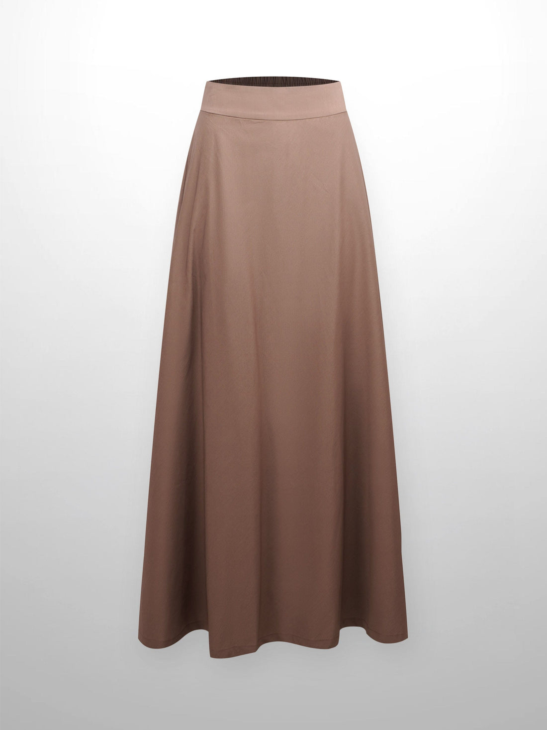 Elastic Back Maxi Cotton Blend Skirt-Chocolate Brown