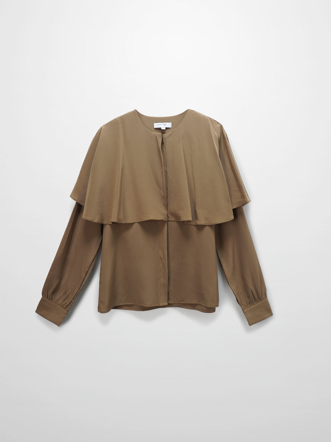 Silk Cape Blouse-Golden Olive