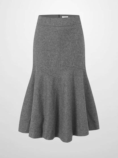 Wool Blend Short Panel Skirt-Charcoal Grey