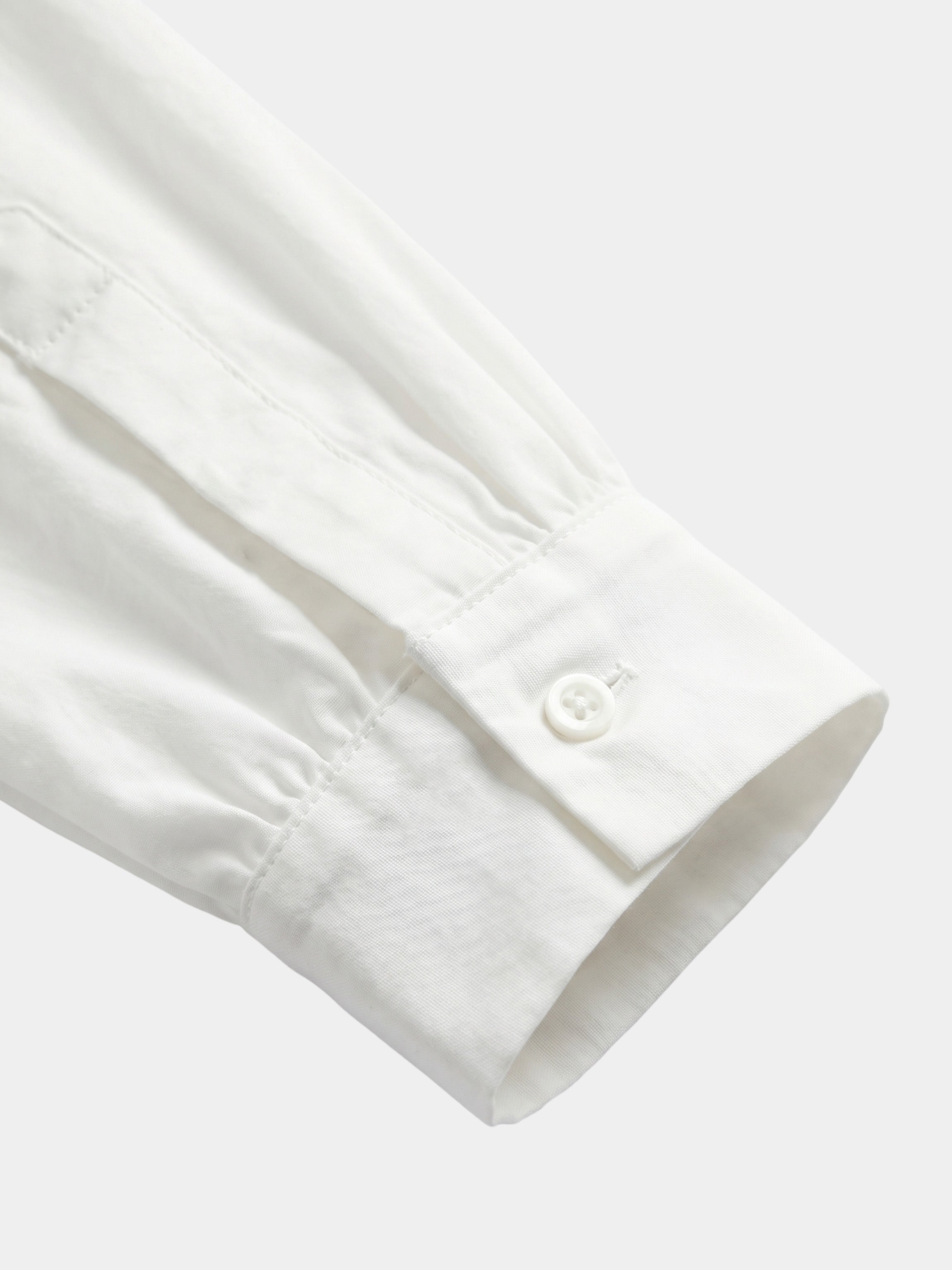 Ruffle Collar Pintuck Pleat Blouse-White