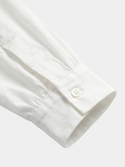 Ruffle Collar Pintuck Pleat Blouse-White