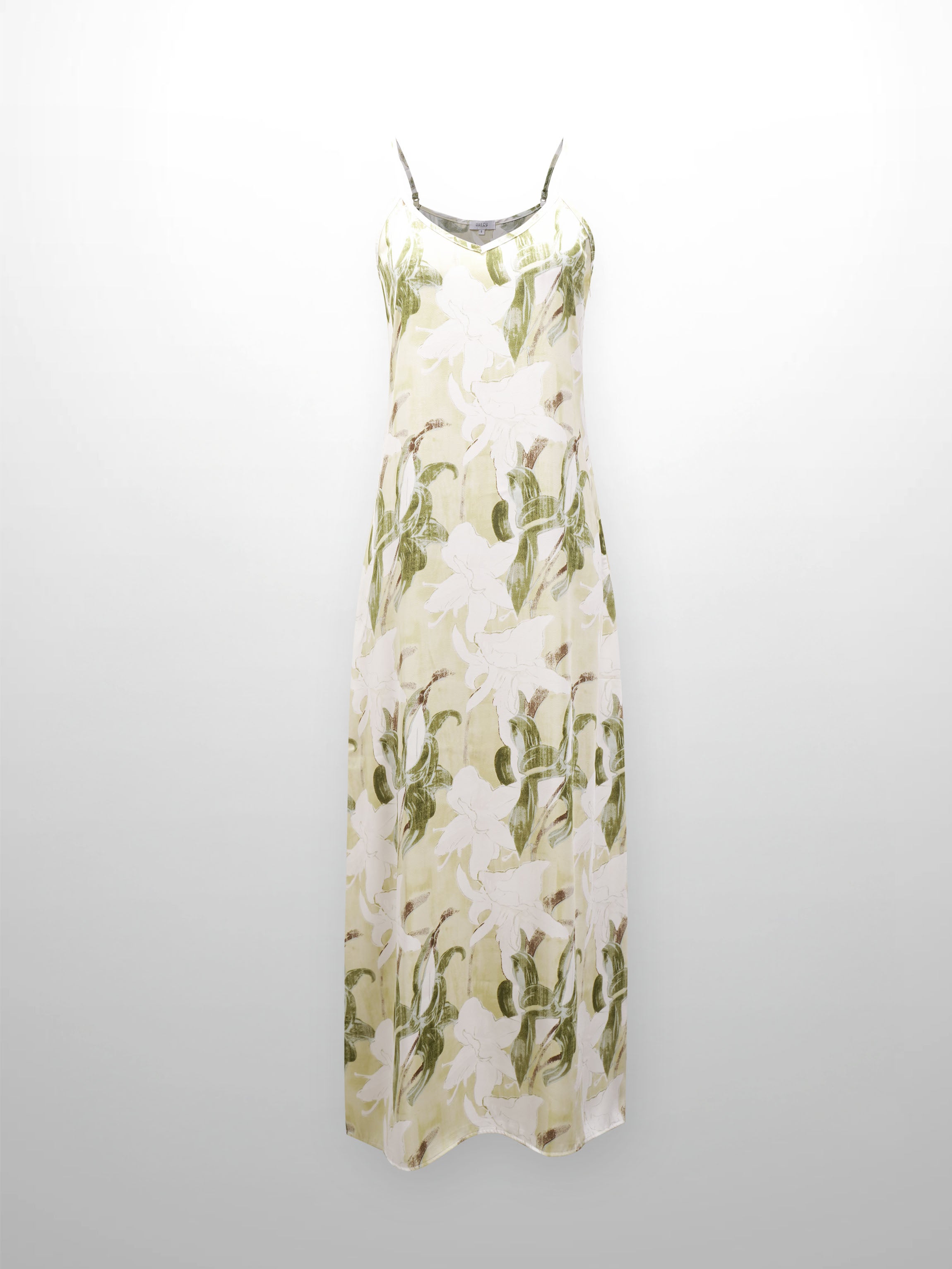 A-Line V Neck Slip Dress-Shades of Green